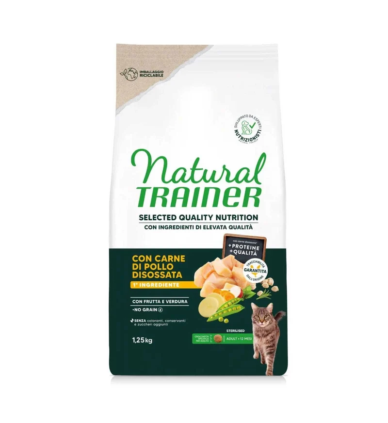 TRAINER GATTO NATURAL SELECTED QUALITY NUTRITION ADULT STERILIZZATO NO GRAIN POLLO