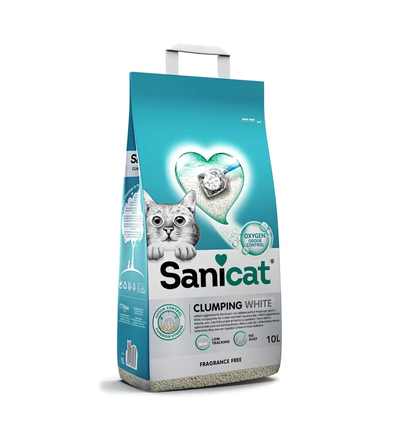 SANICAT GATTO LETTIERA CLUMPING WHITE UNSCENT 10L