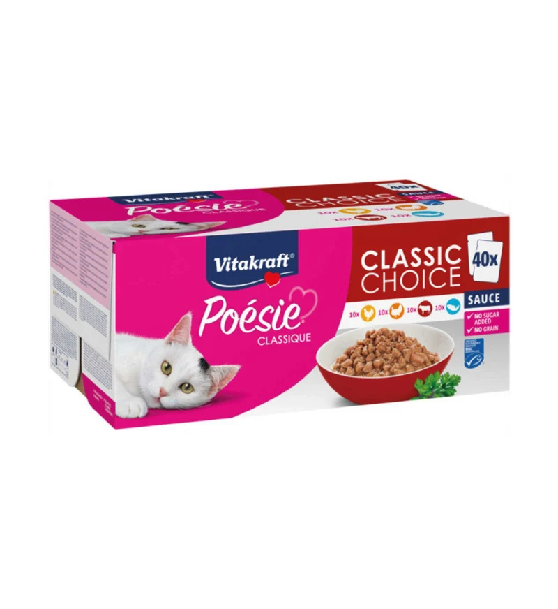 VITAKRAFT GATTO POESIE MULTIPACK CON POLLO TACCHINO MANZO E PESCE 40X85 GR IN BUSTINA