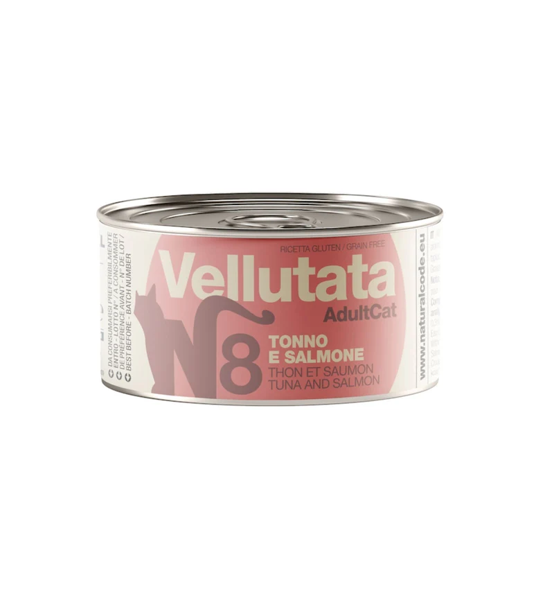 NATURAL CODE GATTO N8 VELLUTATA ADULT TONNO E SALMONE DA 85 GR