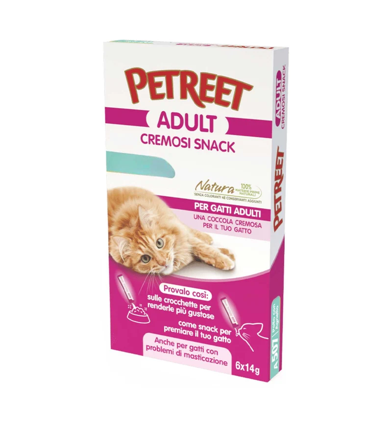 PETREET GATTO SNACK CREMOSI ADULT AGNELLO 14 GR x 6 BUSTINE