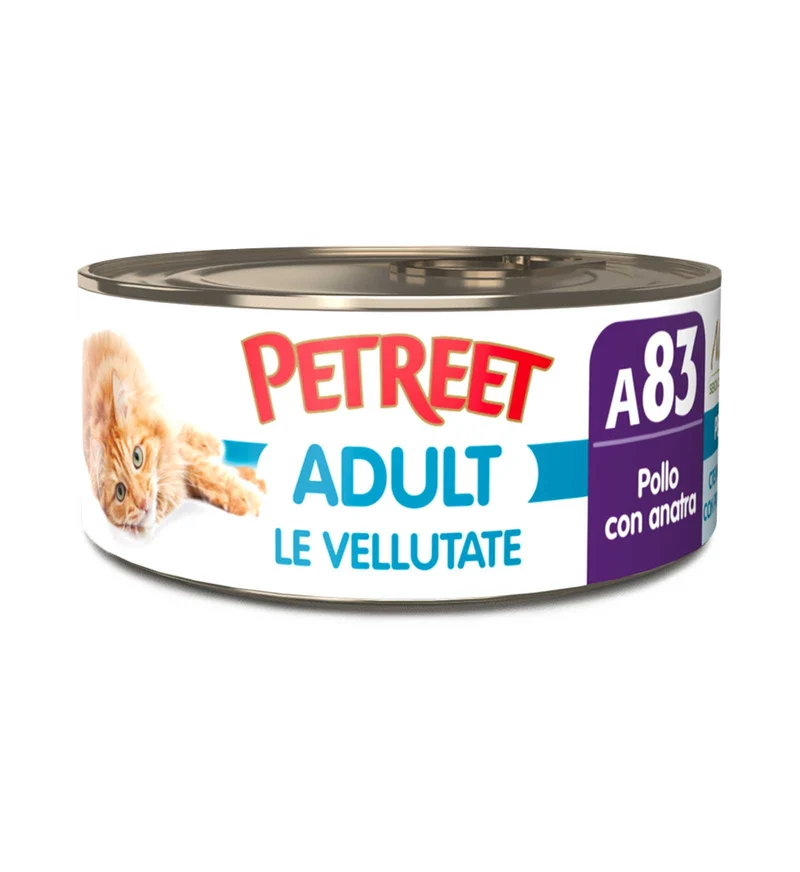 PETREET GATTO LE VELLUTATE A83 ADULT POLLO E ANATRA DA 70 GR IN LATTINA