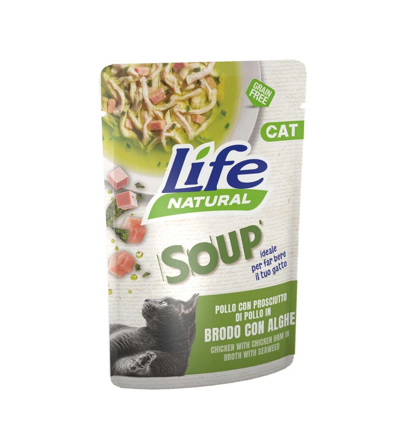 LIFEPETCARE GATTO LIFE CAT SOUP POLLO CON PROSCIUTTO IN BRODO CON ALGHE DA 60 GR IN BUSTA