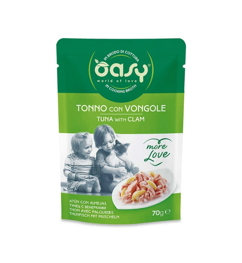 OASY MORE LOVE GATTO TONNO CON VONGOLE DA 70 GR IN BUSTA