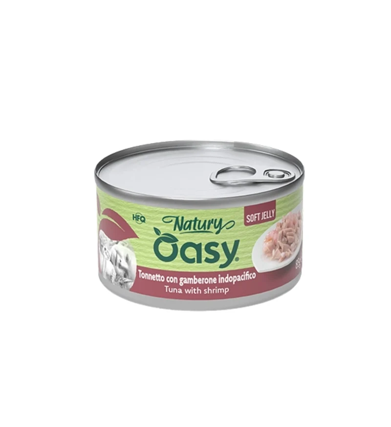 OASY NATURY GATTO TONNETTO CON GAMBERONE IN GELATINA DA 85GR IN LATTINA