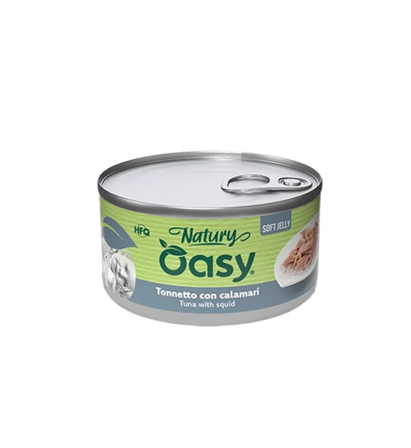 OASY NATURY GATTO TONNETTO CON CALAMARI IN GELATINA DA 85GR IN LATTINA
