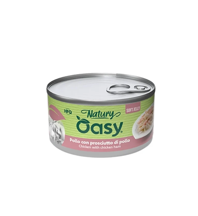 OASY NATURY GATTO POLLO CON PROSCIUTTO IN GELATINA DA 85GR IN LATTINA
