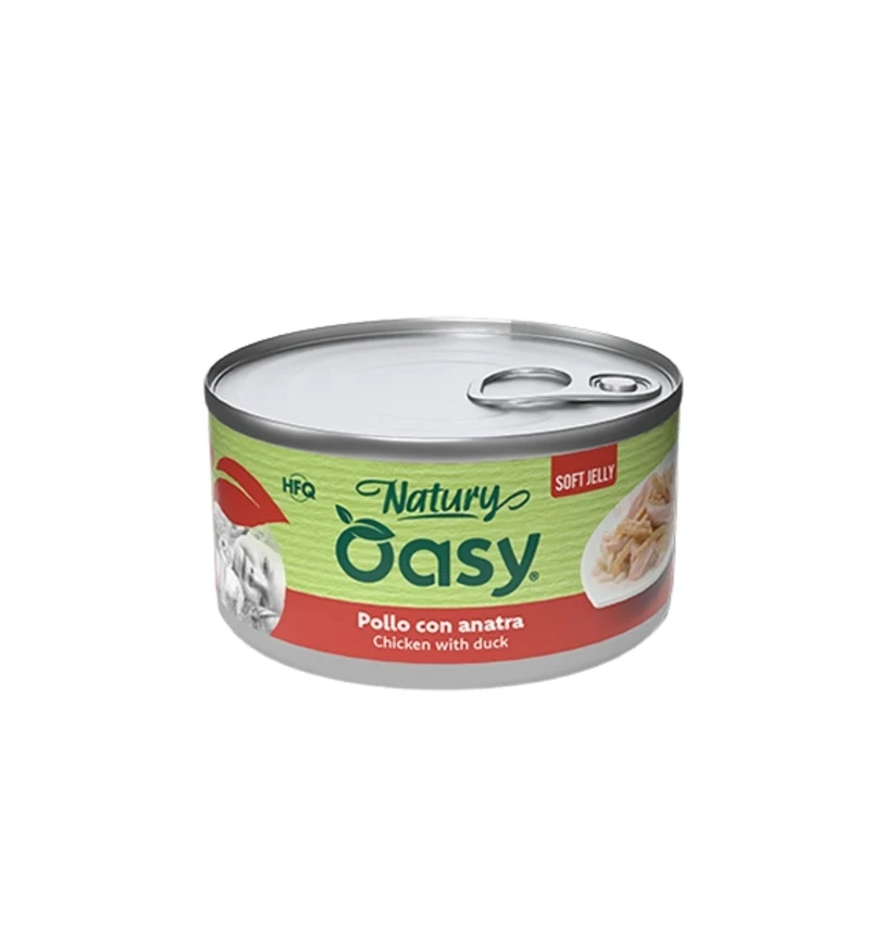 OASY NATURY GATTO POLLO CON ANATRA IN GELATINA DA 85GR IN LATTINA