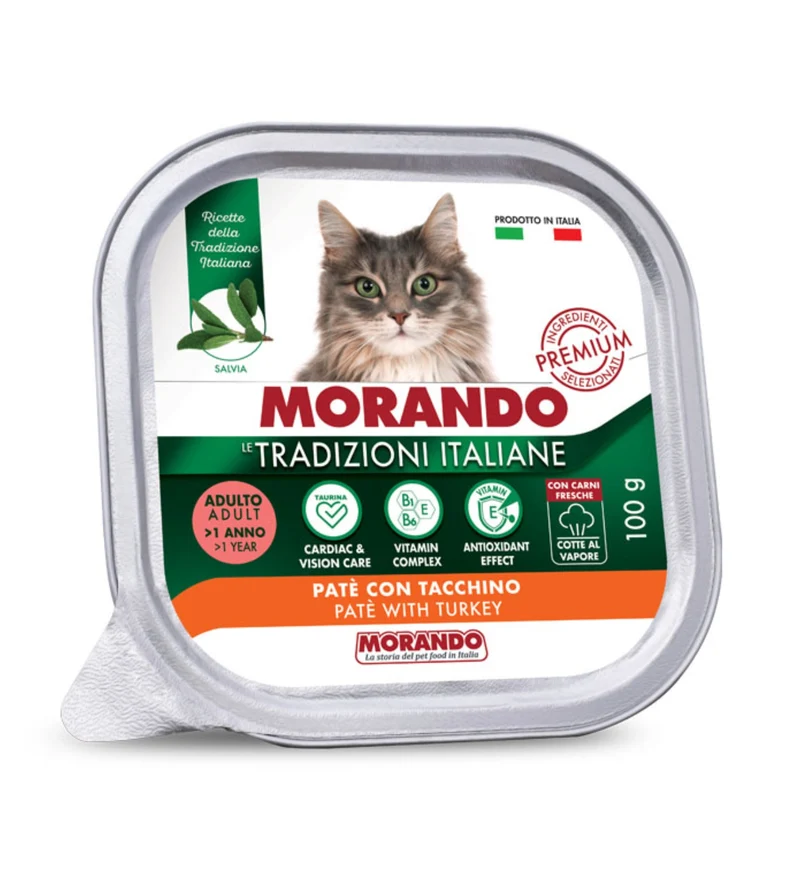 MORANDO TRADIZIONI ITALIANE GATTO ADULT PATE' TACCHINO DA 100 GR IN VASCHETTA