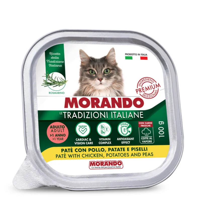 MORANDO TRADIZIONI ITALIANE GATTO ADULT PATE' POLLO PATATE E PISELLI DA 100 GR IN VASCHETTA