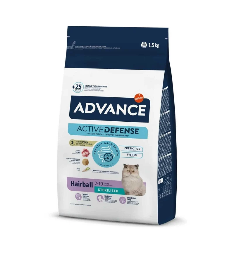 ADVANCE GATTO STERILIZZATO HAIRBALL AL TACCHINO DA 1,5 KG