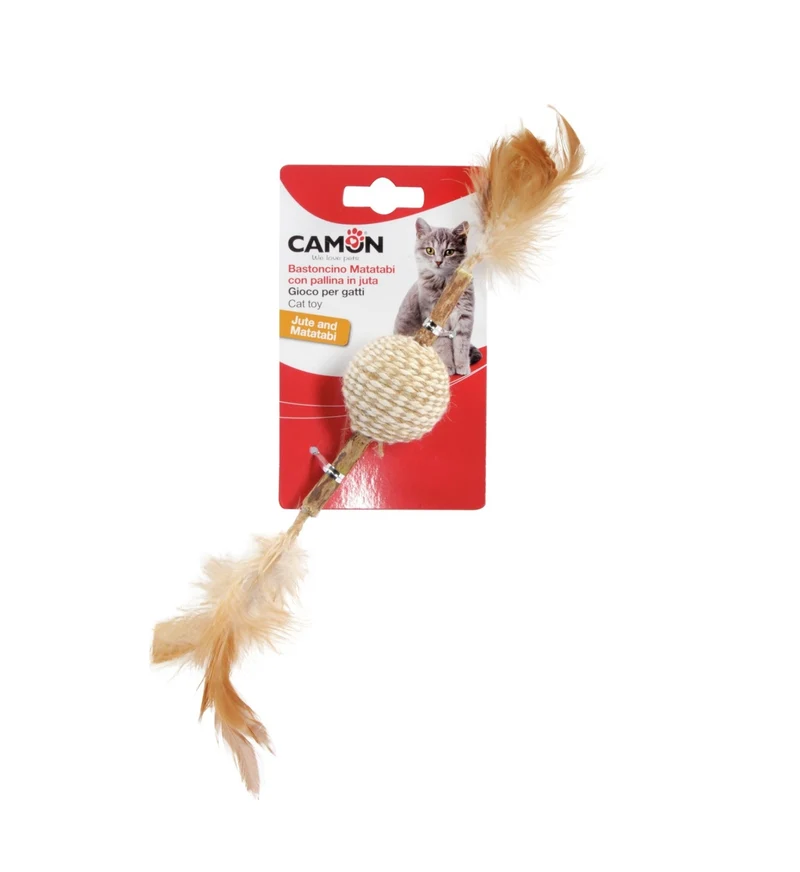 CAMON GIOCO GATTO BASTONCINO MATABI CON PALLINA IN JUTA