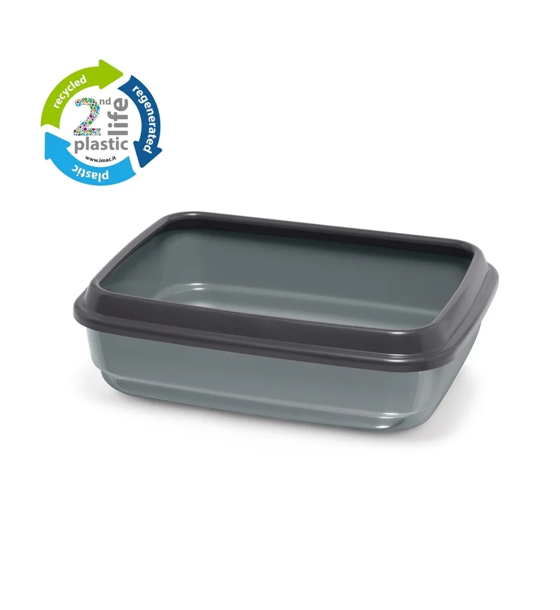 IMAC GATTO LETTIERA JERRY SECOND LIFE PLASTIC REALIZZATA CON PLASTICA RICICLATA MIS 50 X 40 X 14,5 CM GRIGIO