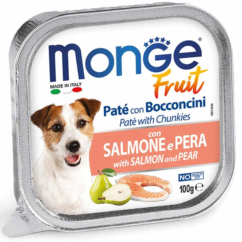 Alimento cane Monge Fruit salmone e pera 100g