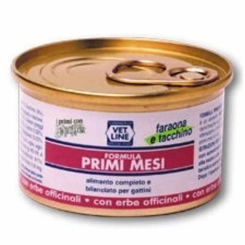Alimento umido gatto primi mesi faraona e tacchino 85g Vet Line