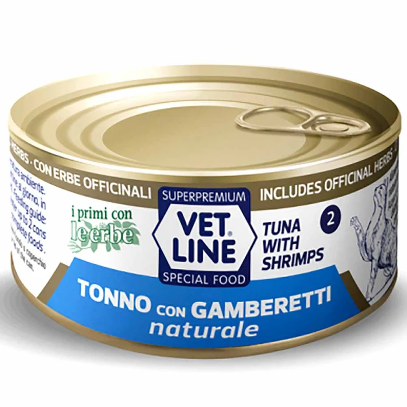 Alimento umido gatto adulto tonno con gamberetti naturale 70g Vet Line