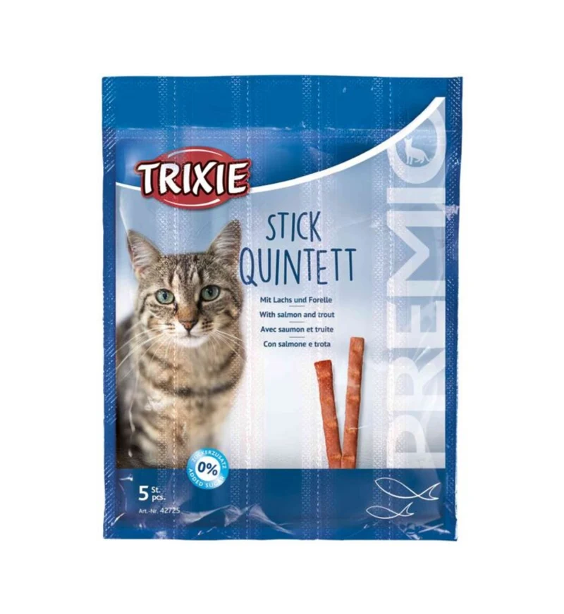 TRIXIE GATTO SNACK PREMIO QUADRO STICKS SALMONE TROTA 5 X 5 GR
