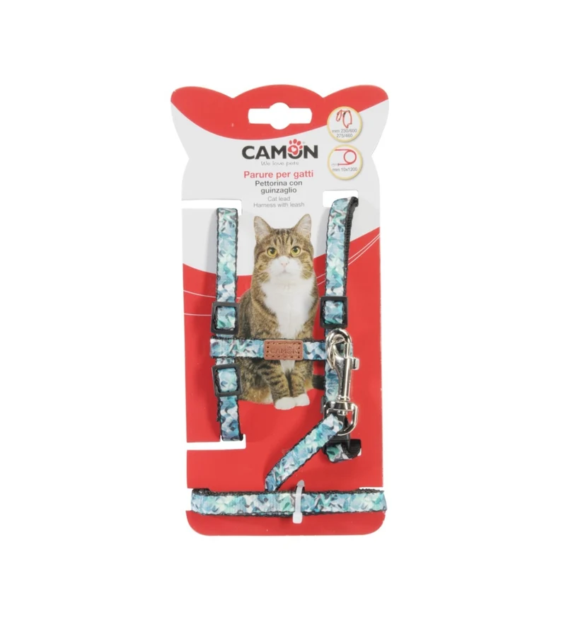 CAMON GATTO PETTORINA H CON GUINZAGLIO IN POLIESTERE