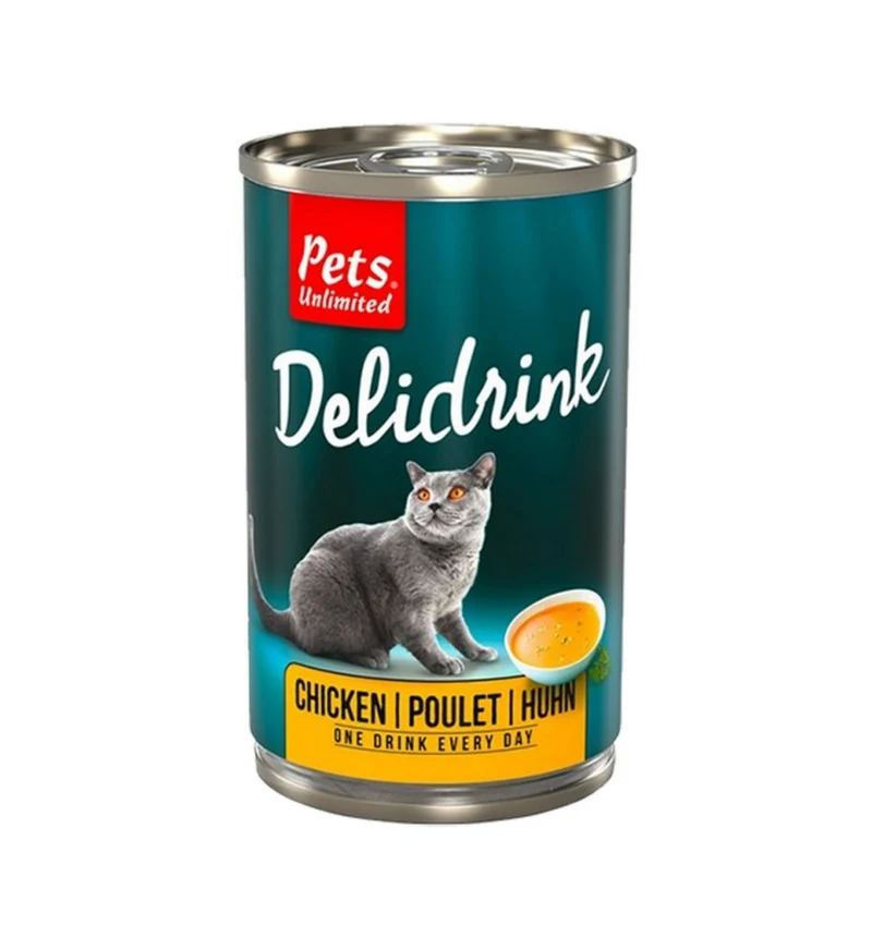 PETS UNLIMITED GATTO SNACK DELIDRINK BRODO CON PEZZETTI DI POLLO DA 135 GR IN LATTINA