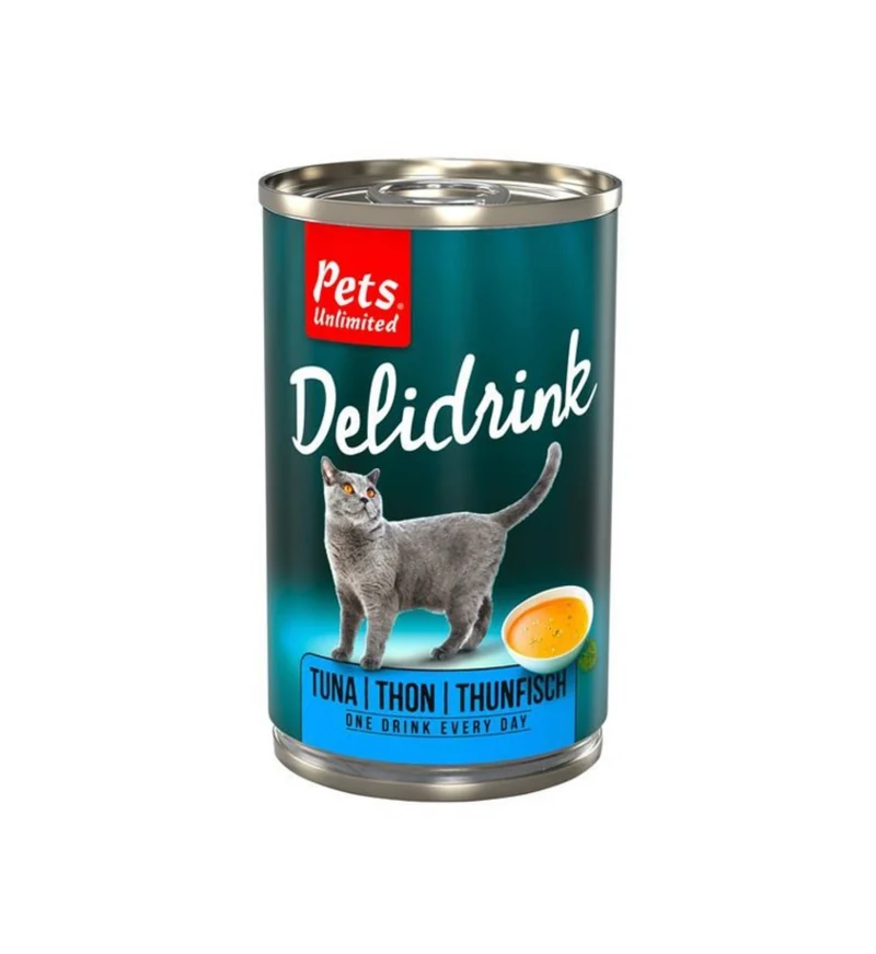 PETS UNLIMITED GATTO SNACK DELIDRINK BRODO CON PEZZETTI DI TONNO DA 135 GR IN LATTINA