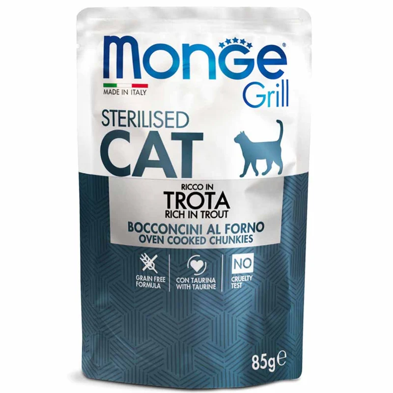 Alimento gatto Monge Grill sterilised Trota 85g