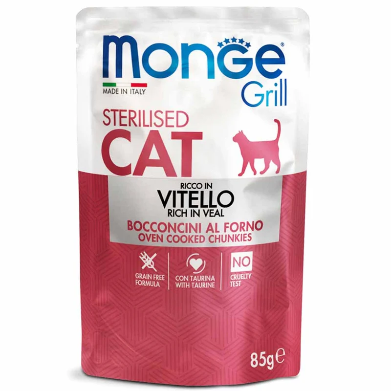 Alimento gatto Monge Grill sterilised Vitello 85g