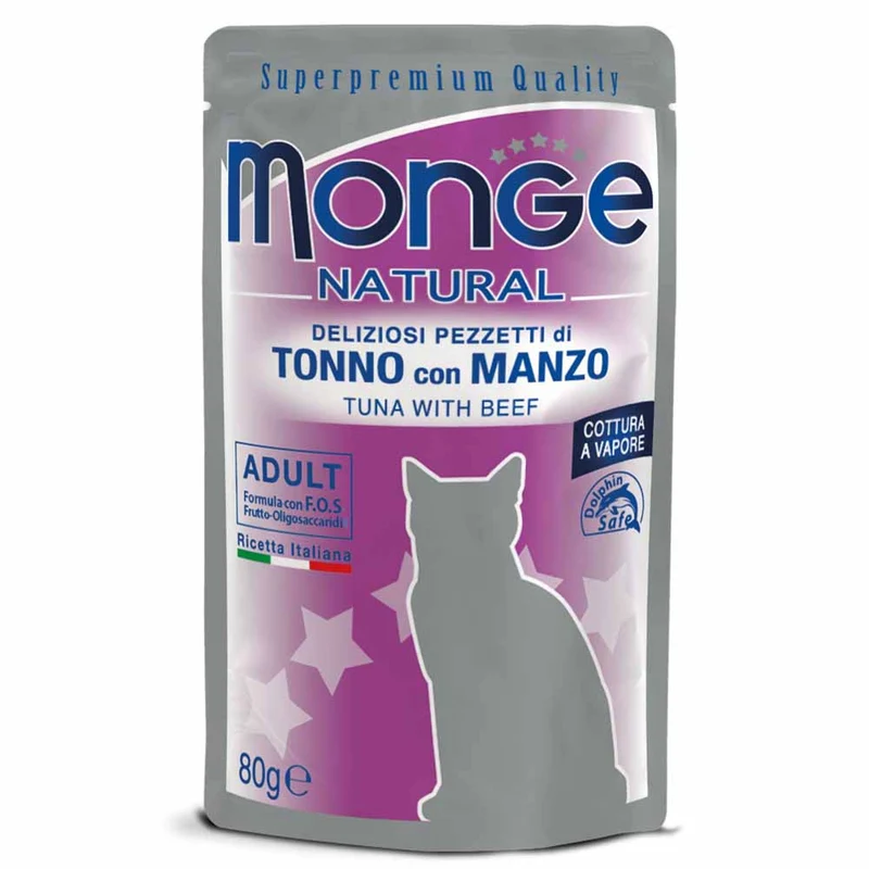 Alimento gatto Monge Natural tonno e manzo 80g