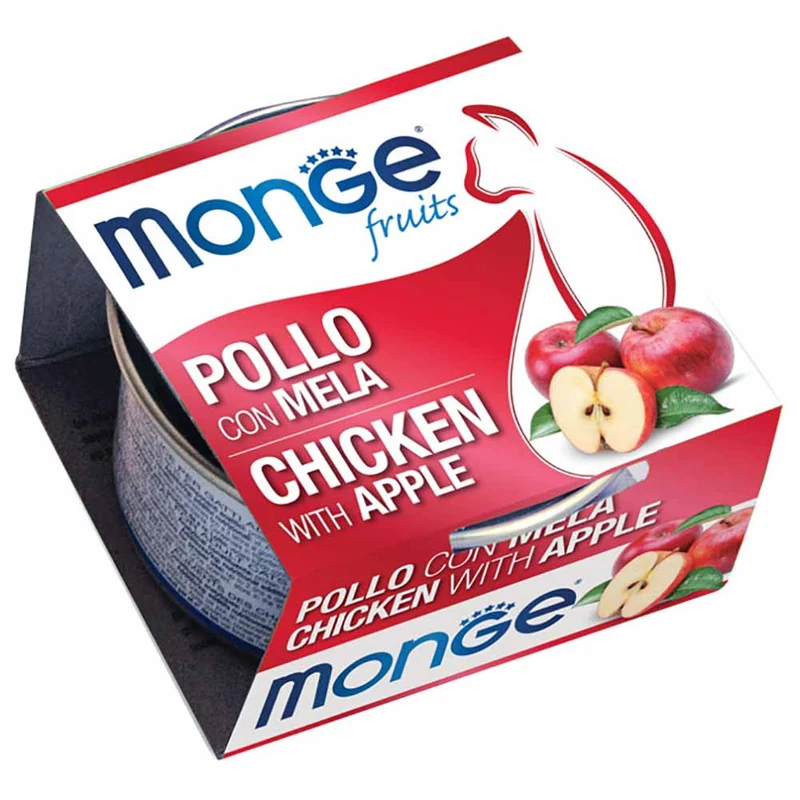 Alimento gatto Monge Fruit pollo e mela 80g