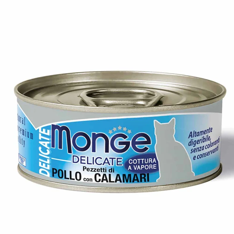 Alimento gatto Monge Delicate pollo con calamari 80g