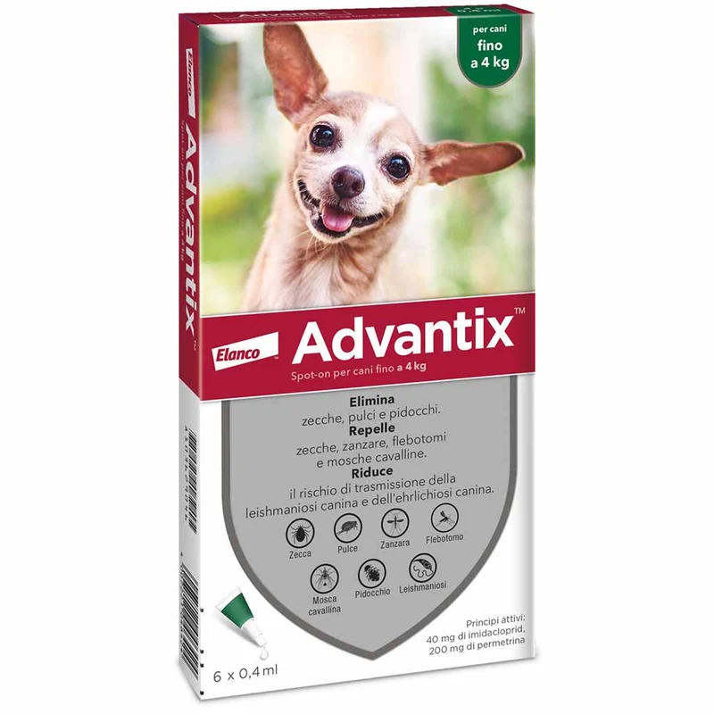 Antiparassitario Advantix per cani fino a 4 kg 6 pipette