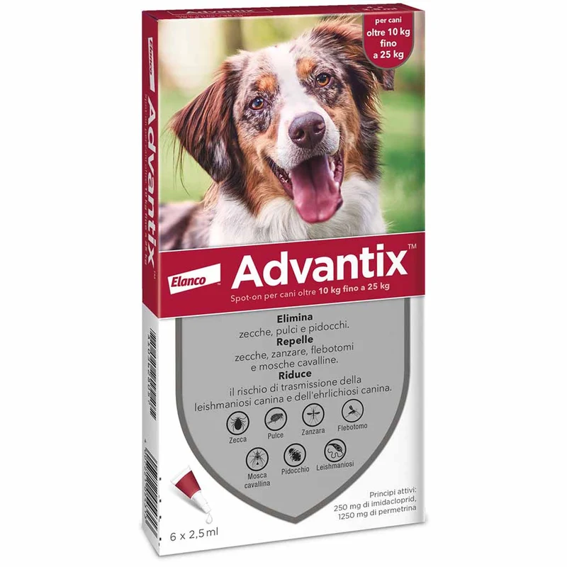 Antiparassitario Advantix per cani da 10 a 25kg 6 pipette