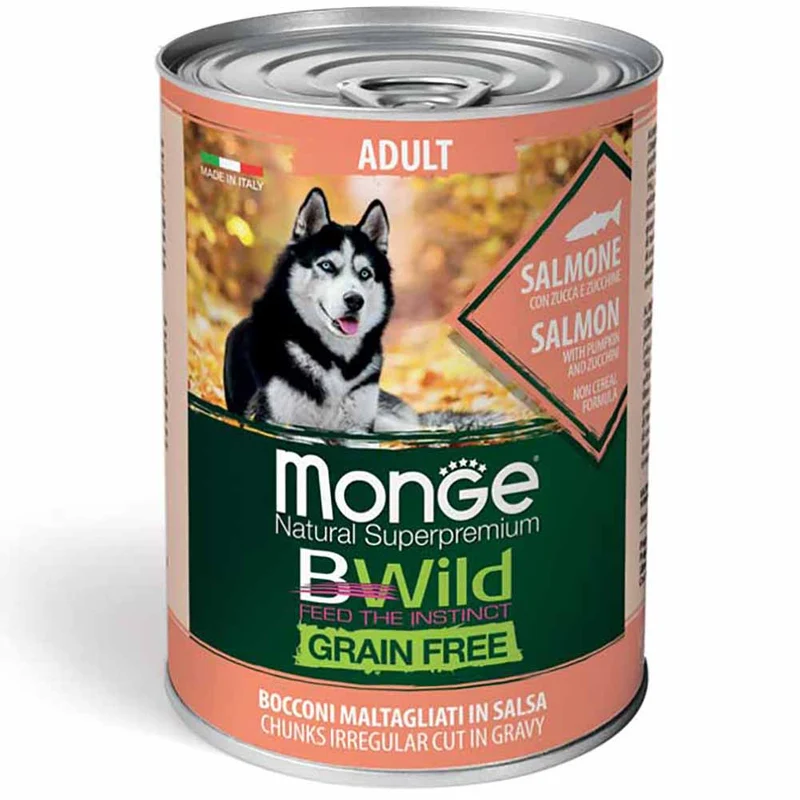Alimento cane Monge BWild Adult salmone con zucca e zucchine 400g