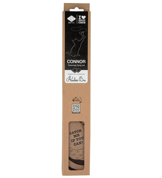 D&D Home I Love Happy Cats Connor Telescopic Flying Rod & 3 Preys Cat Toy 48x2.5cm