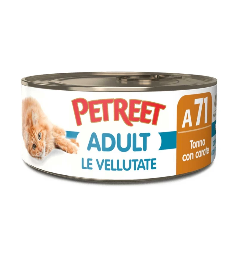 PETREET GATTO LE VELLUTATE A71 TONNO E CAROTE DA 70 GR IN LATTINA