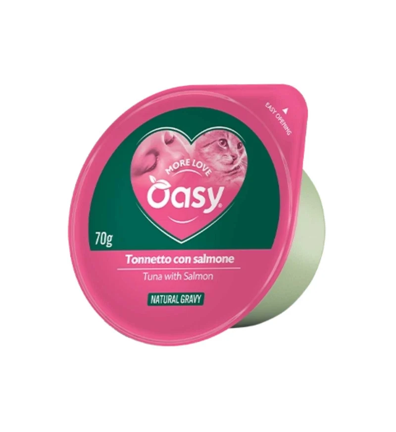 OASY MORE LOVE GATTO TONNO CON SALMONE DA 70 GR IN VASCHETTA