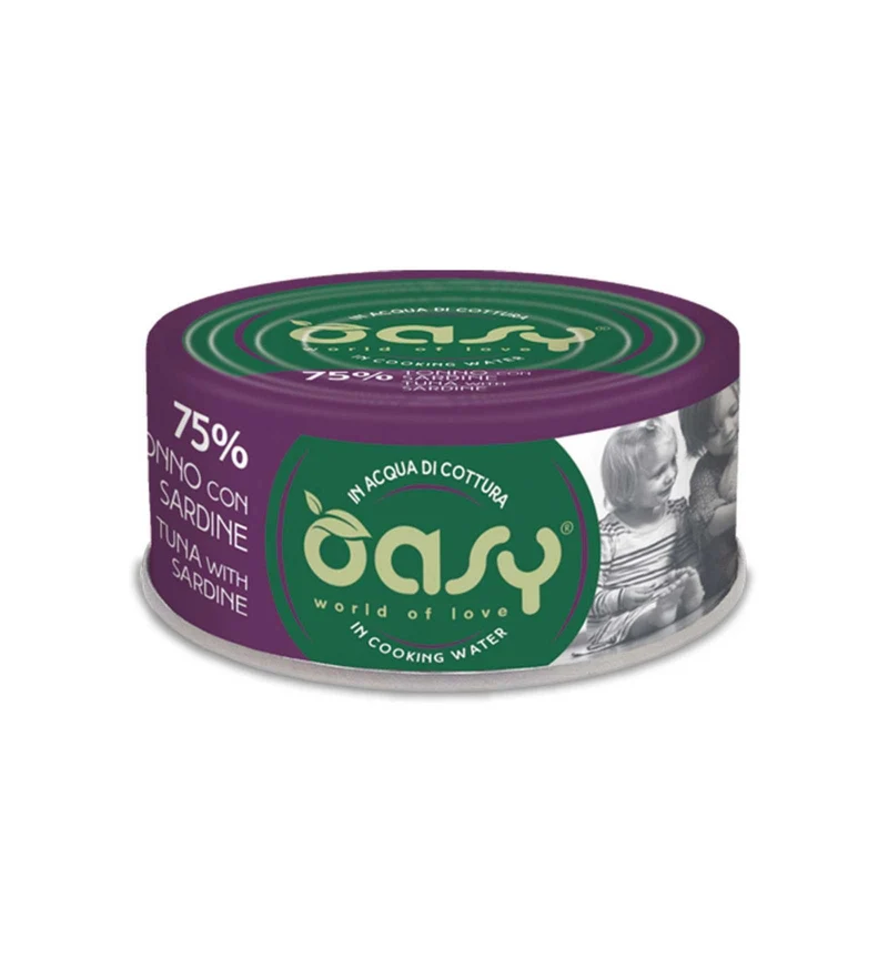 OASY MORE LOVE GATTO TONNO CON SARDINE DA 70 GR IN LATTINA