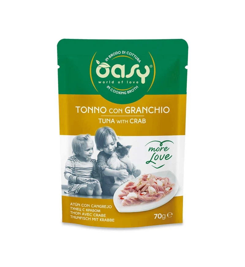 OASY MORE LOVE GATTO TONNO CON GRANCHIO DA 70 GR IN BUSTA