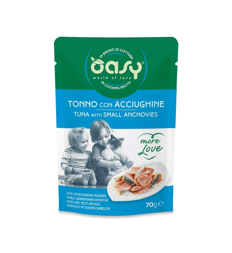 OASY MORE LOVE GATTO TONNO CON ACCIUGHINE DA 70 GR IN BUSTA