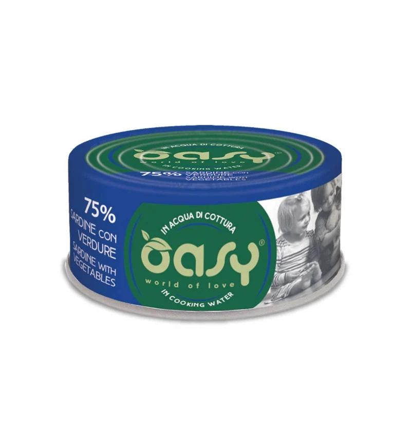 OASY MORE LOVE GATTO SARDINE CON VERDURE DA 70 GR IN LATTINA