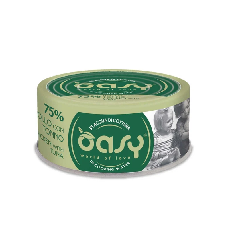 OASY MORE LOVE GATTO POLLO CON TONNO DA 70 GR IN LATTINA