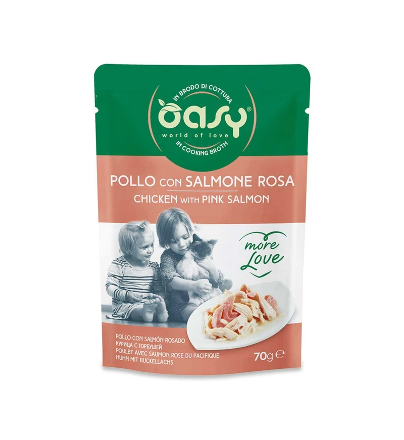 OASY MORE LOVE GATTO POLLO CON SALMONE ROSA DA 70 GR IN BUSTA