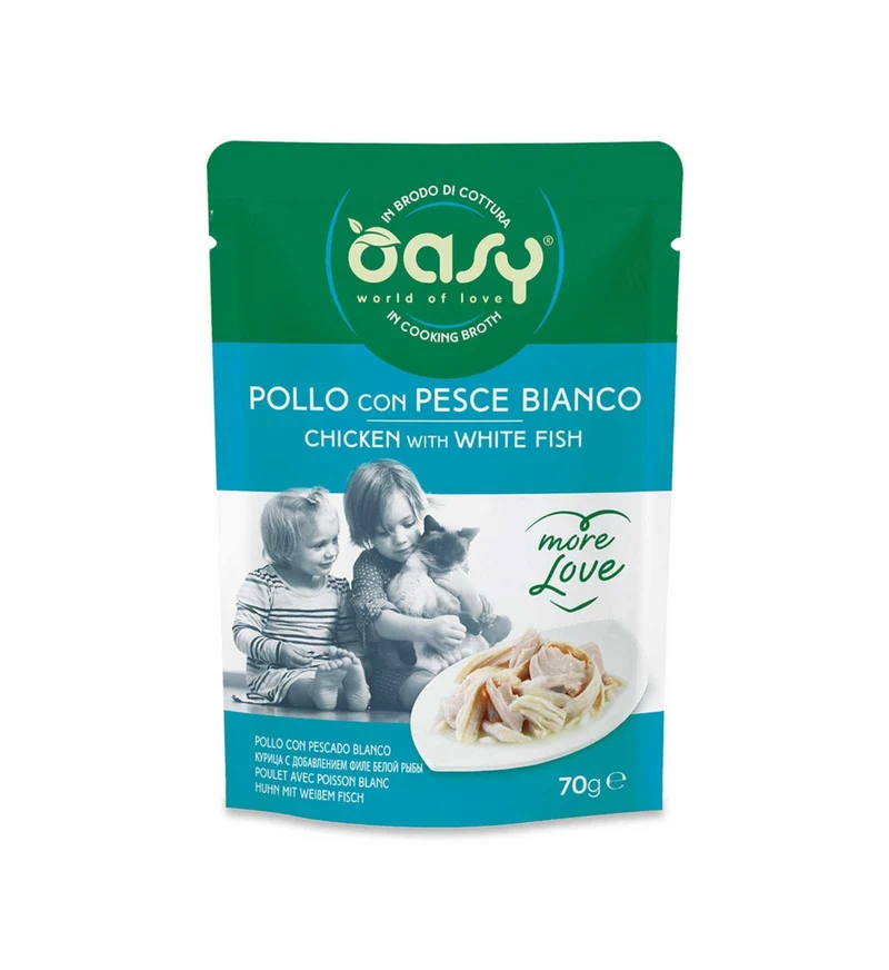 OASY MORE LOVE GATTO POLLO CON PESCE BIANCO DA 70 GR IN BUSTA