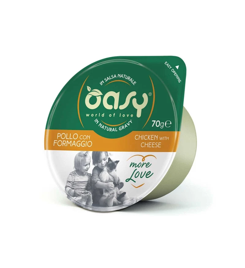 OASY MORE LOVE GATTO POLLO CON FORMAGGIO DA 70 GR IN VASCHETTA