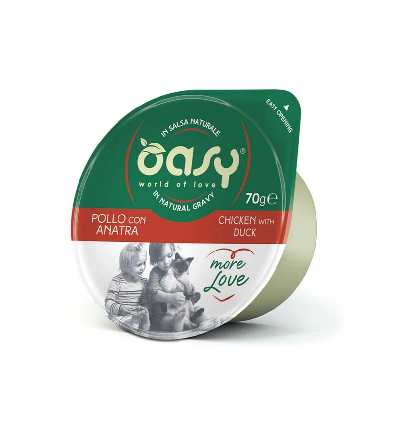 OASY MORE LOVE GATTO POLLO CON ANATRA DA 70 GR IN VASCHETTA