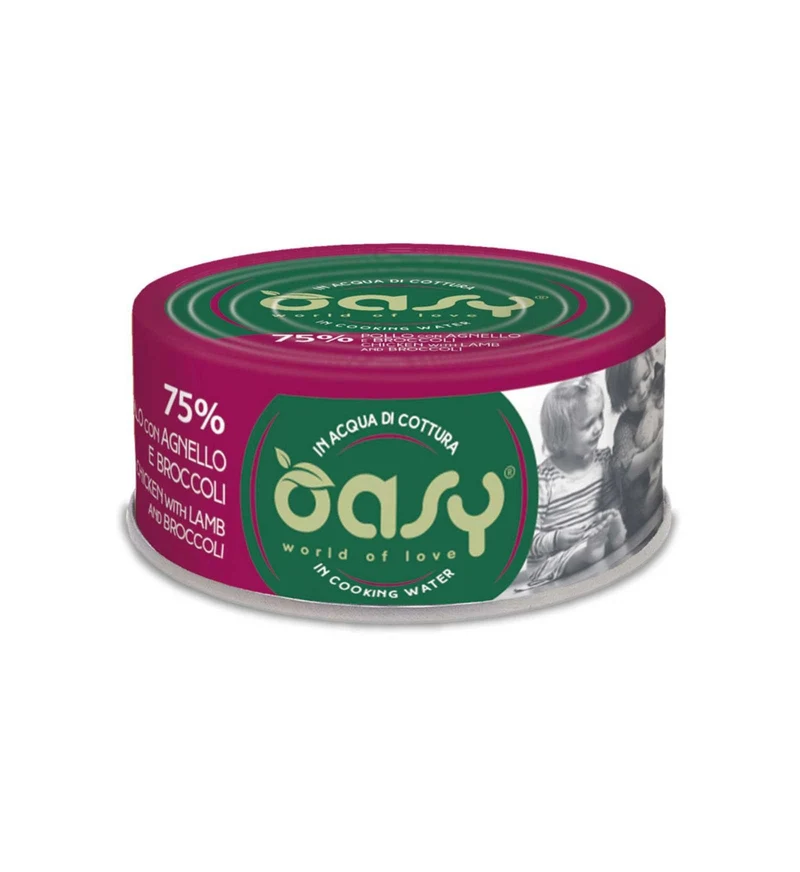 OASY MORE LOVE GATTO POLLO CON AGNELLO E BROCCOLI DA 70 GR IN LATTINA