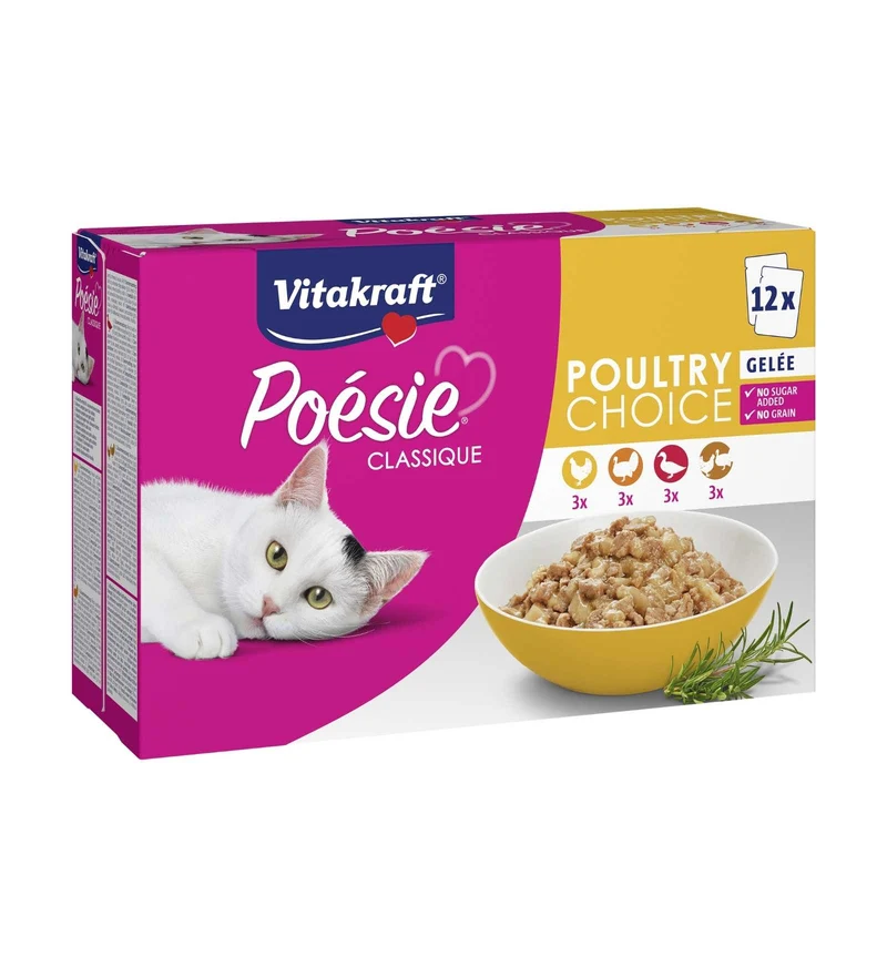 VITAKRAFT GATTO POESIE CLASSIC POULTRY CHOICE GELEE MULTIPACK 12 BUSTE DA 85 GR