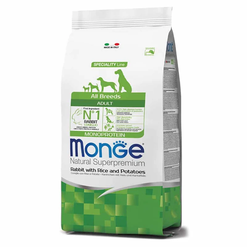 Alimento secco per cani Monge Adult All Breeds Coniglio Riso Patate 2,5kg