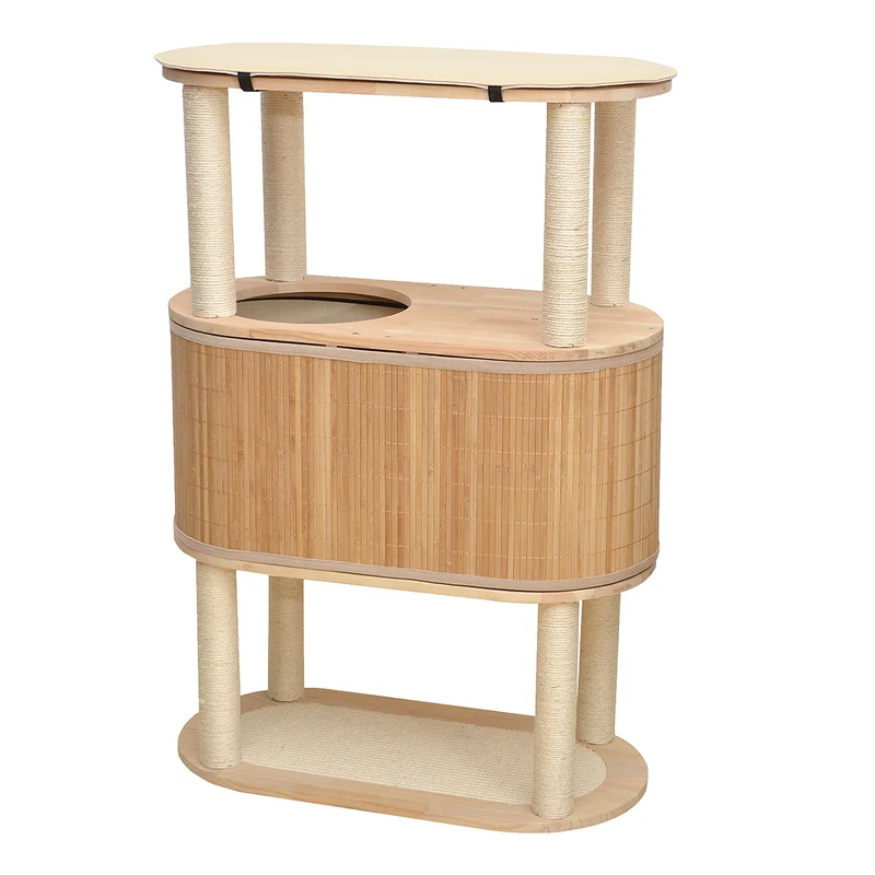 ebi Tori Bamboo Cat Tree 113 Beige 78x39x113cm