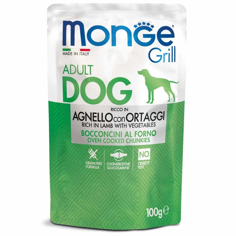 Alimento cane Monge Grill agnello con ortaggi 100g