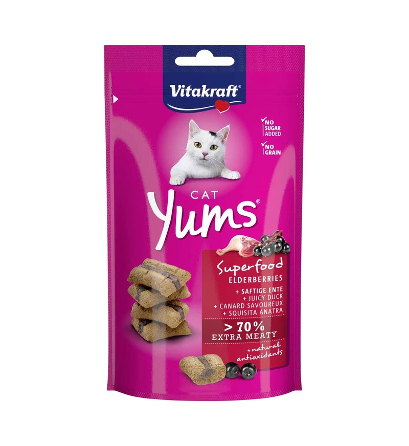 VITAKRAFT GATTO SNACK CAT YUMS BOCCONCINI ANATRA E SAMBUCO DA 40 GR